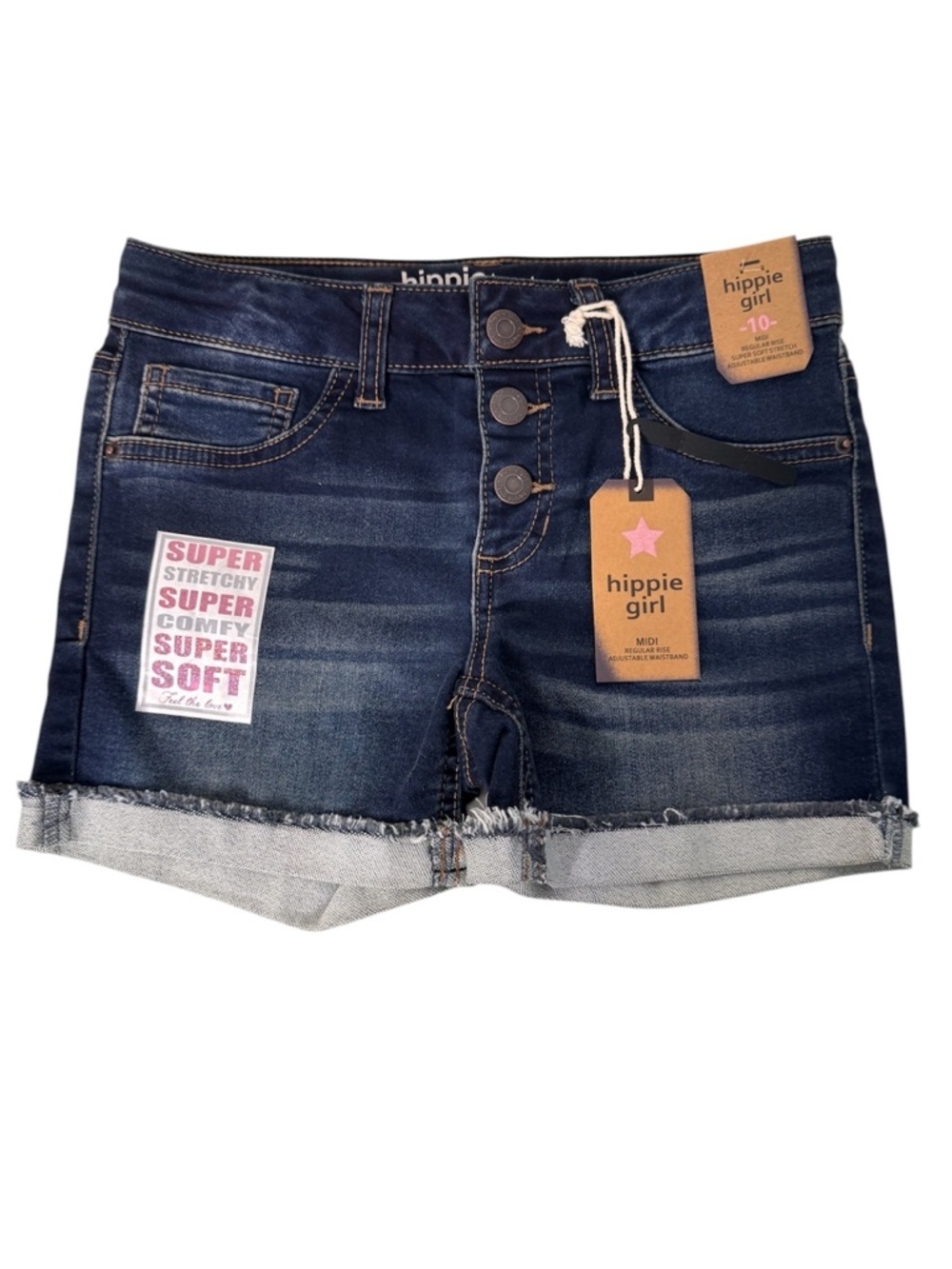 Hippie Girl Girls Dark Blue Denim Cutoff Shorts Size 10